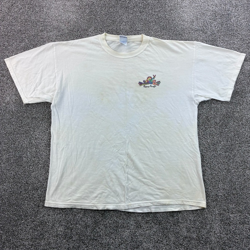 Vintage Peace Frogs Shirt Men XL White Cotton Graphic Peace Sign Frog Michigan